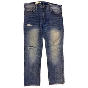 Gap 1969 Straight Distressed Jeans 34x30 Medium Wash